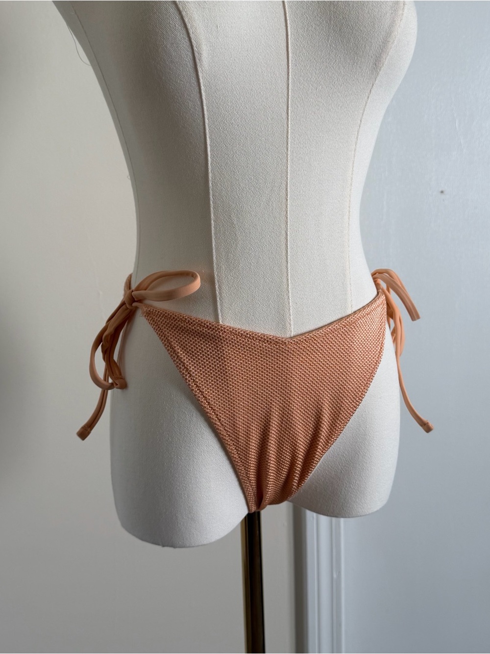 Aerie Cheekiest Side Tie Light Orange V Waist Bikini Swimsuit Bottoms Size Large